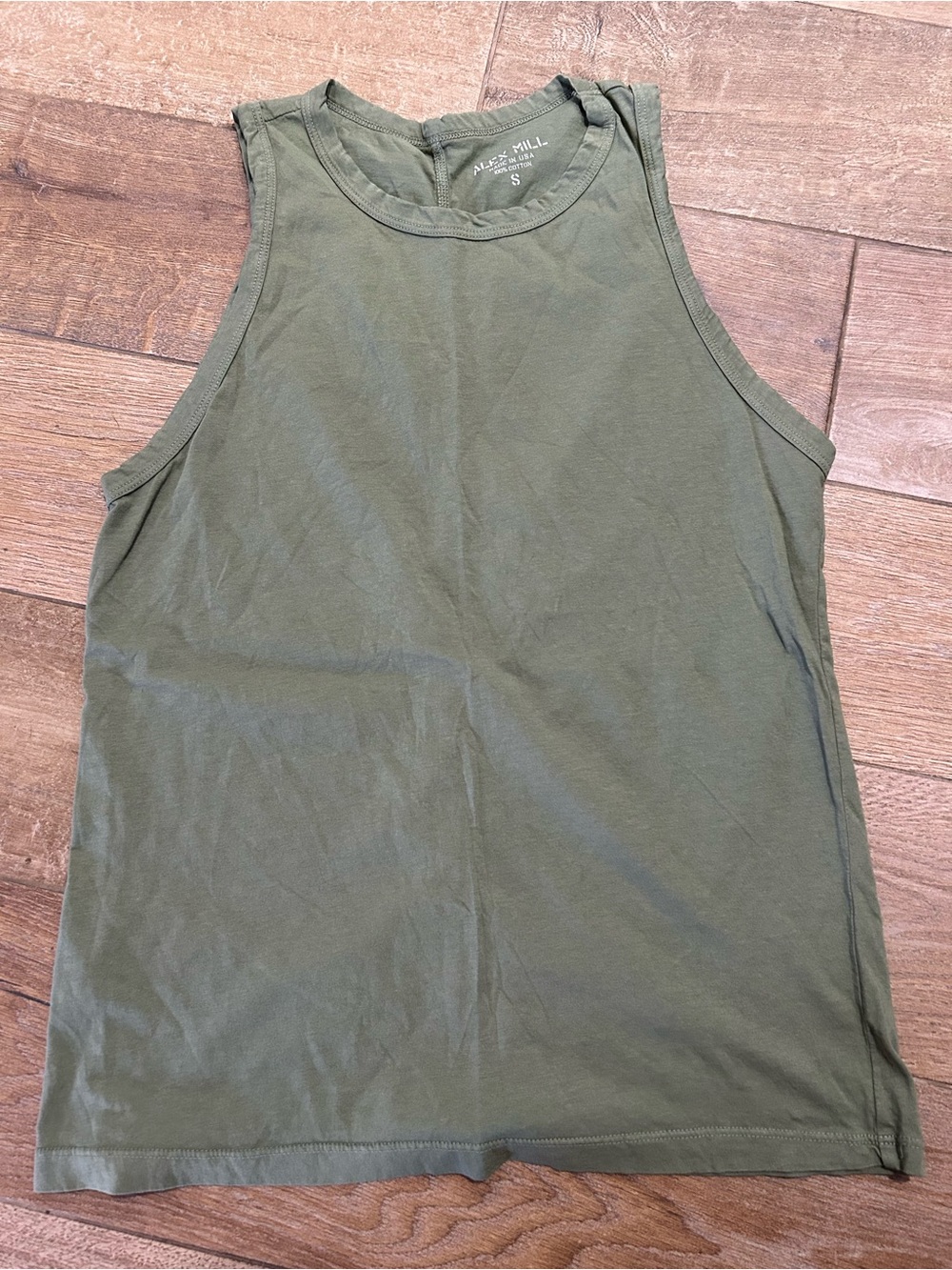 ALEX MILL Cotton Olive Green Relaxed Tank Top Size Small